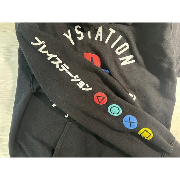 Playstation Retro Japan 1994 PS Black Pullover Hoodie Sweatshirt Size Small - Picture 5 of 8